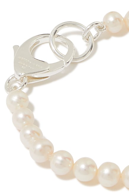 White Pearl Lobster Clasp Bracelet